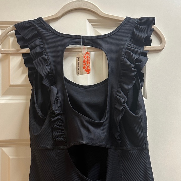 Free People Ruffle Me Up Romper - Black Medium - Picture 2 of 4